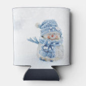 冬のかわいい雪だるまの写真 缶クーラー (裏面)