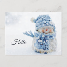 冬のかわいい雪だるまの写真 – Hello ポストカード