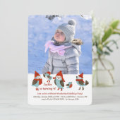 冬のかわいい鳥は写真カードに着せます 招待状 (スタンド正面)