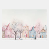 冬のかわいらしクリスマスコテージズエステティックデコール ラッピングペーパーシート (正面3)