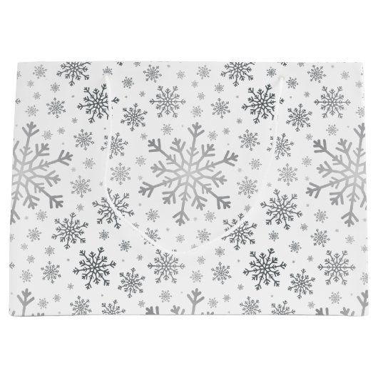 冬のかわいらし白銀のクリスマスの雪 ラージペーパーバッグ (正面)