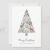 冬のかわいらし紅葉クリスマスツリー | Little Deer シーズンカード (正面)