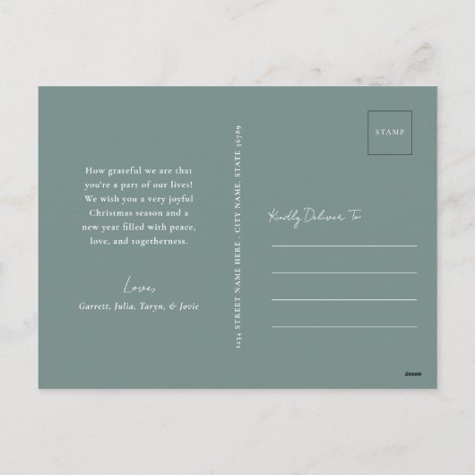 冬のかわいらし紅葉クリスマスツリー | Little Deer シーズンポストカード (裏面)