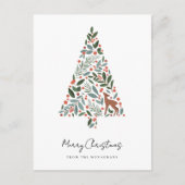 冬のかわいらし紅葉クリスマスツリー | Little Deer シーズンポストカード (正面)