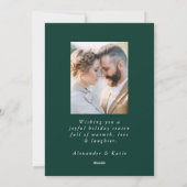 冬のきらめく松の緑のメリークリスマスフォト シーズンカード (裏面)