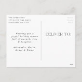 冬のきらめく松の緑のメリークリスマスフォト シーズンポストカード (裏面)