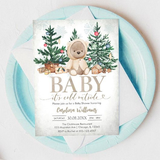 冬のくまの赤ちゃんお披露目会 Baby It's Cold Outside 招待状