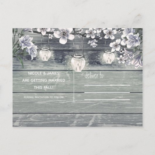 冬のさくらんぼの花とランタンは日付を保存 案内ポストカード (裏面)