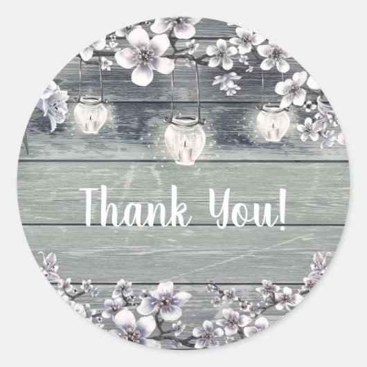 冬のさくらんぼブロッサムブランチ&ランタン結婚ズ ラウンドシール (正面)