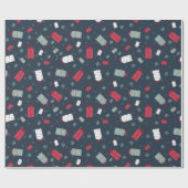 冬のそりおよび雪片クリスマスおよび休日 ラッピングペーパー (フラット)