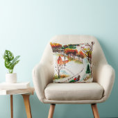 冬のそりの乗車山のクリスマスの水彩画 クッション (椅子)