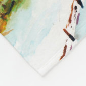 冬のそりの乗車山のクリスマスの水彩画 フリースブランケット (角)