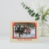 冬のそりの乗車、メリークリスマスの郵便はがき シーズンポストカード (スタンド正面)