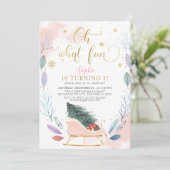 冬のそりオー何のおもしろいクリスマス1歳の誕生日 招待状 (スタンド正面)