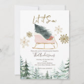 冬のそり雪のクリスマスパーティー 招待状 (正面)