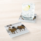 冬のの走馬の景色 ガラスコースター (アングル)