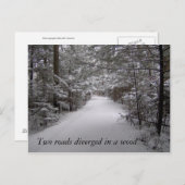 冬のはがきに2つの道路が分岐した ポストカード (正面/裏面)