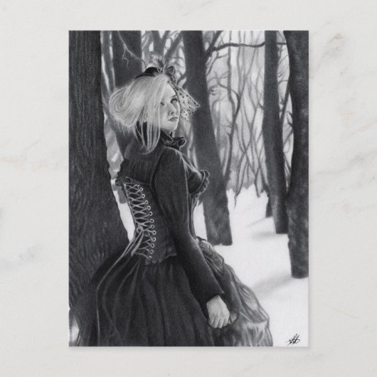 冬のはがきの女性 ポストカード (正面)