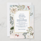 冬のほこりっぽい青い雪の恋のブライダルシャワー 招待状 (正面)