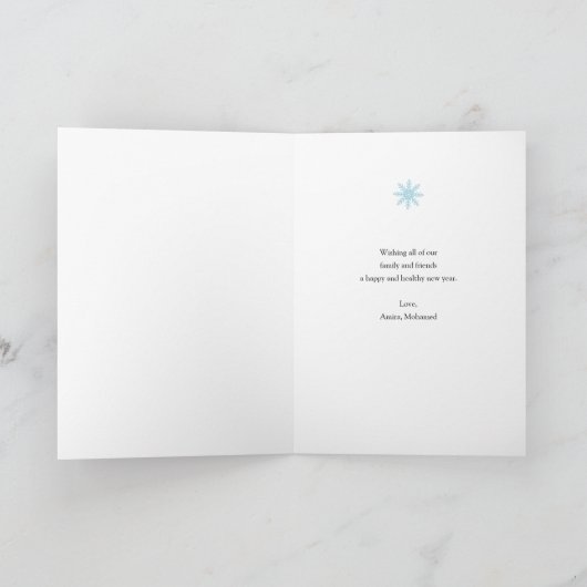 冬のほっこり猫たち 「あけましておめでとう」折りたとう紙グリーティング カード (内部)