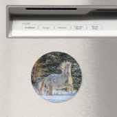 冬のよくはしゃぐ雪の白馬の写真 マグネット (インサイチュ (食洗機))