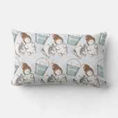 冬のアイススケートかわいい雪だるま&スノーボール ランバークッション (裏面)