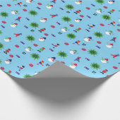 冬のアイススケートのクリスマスの包装紙 ラッピングペーパー (角)