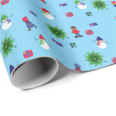 冬のアイススケートのクリスマスの包装紙 ラッピングペーパー (ロールコーナー)