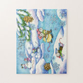 冬のアイススケートのネズミのパズル ジグソーパズル (縦)