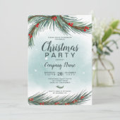 冬のアイスブルーのブランチ雪のクリスマス企業の 招待状 (スタンド正面)