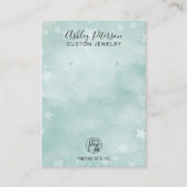 冬のアイスブルーグリーン星ジュエリーイヤリングディスプレイ 名刺 (正面)