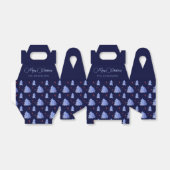 冬のアイスブルーツリーズホリーベリー海軍クリスマス フェイバーボックス (折り畳みなし)