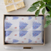 冬のアイスブルーツリーホリーベリーホワイトクリスマス 薄葉紙 (ギフト)