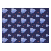 冬のアイスブルーツリーホリーベリー海軍クリスマス テーブルクロス (正面(横))