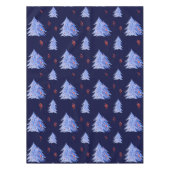 冬のアイスブルーツリーホリーベリー海軍クリスマス テーブルクロス (正面)