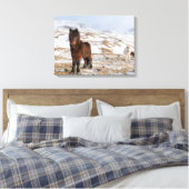 冬のアイスランドの馬 キャンバスプリント (インサイチュ (寝室))