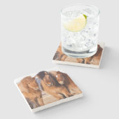 冬のアイスランド馬 ストーンコースター (横)