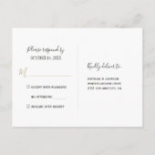 冬のアイボリー花金ゴールド幾何学枠rsvp インビテーションポストカード (裏面)