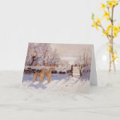 冬のアイリッシュテリア カード (黄色い花)