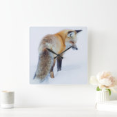 冬のアカギツネ スクエア壁時計 (ホーム)