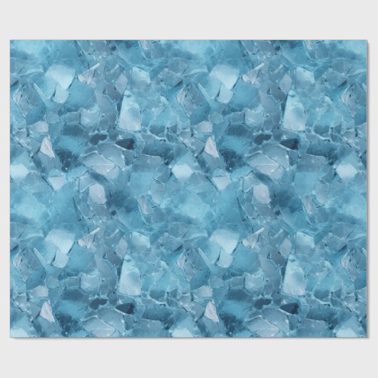 冬のアクアブルーアイススノーフレークのクリスマス ラッピングペーパー (フラット)