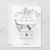 冬のアザミプリントまたはダウ結婚ンロード 招待状 (正面)