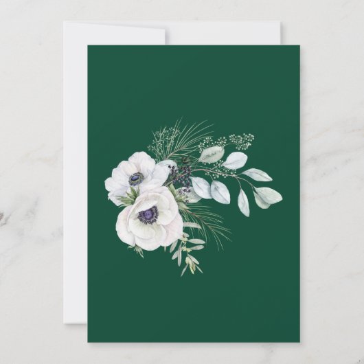 冬のアネモネ絵を描の手結婚のカップルのシャワー 招待状 (裏面)