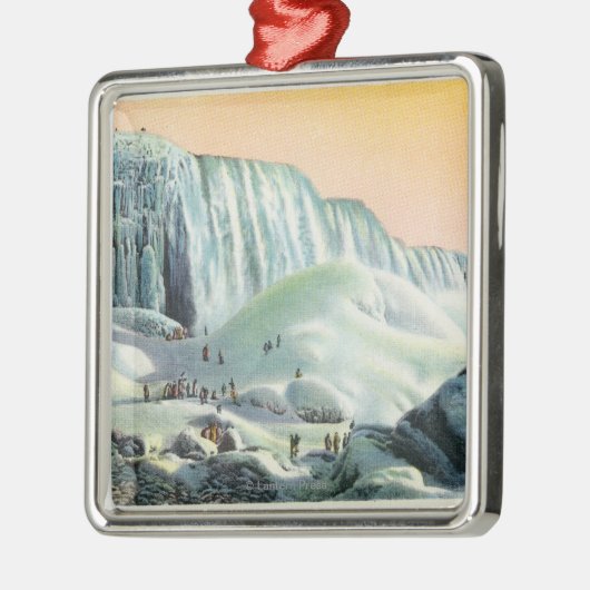 冬のアメリカの滝の眺め# 2 メタルオーナメント (左)