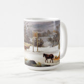 冬のアメリカの馬のそりの町のウシのマグ コーヒーマグカップ (正面右)