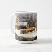 冬のアメリカの馬のそりの町のウシのマグ コーヒーマグカップ (正面左)