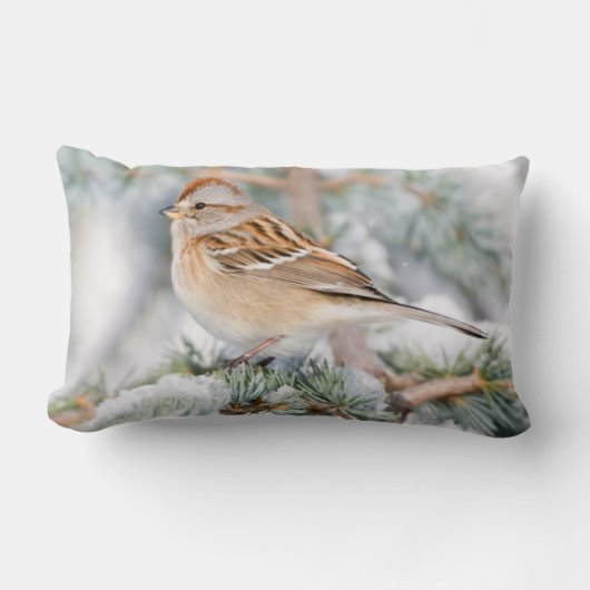 冬のアメリカンツリースパロー ランバークッション (正面)