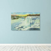 冬のアメリカ滝のヤギ島ビュー キャンバスプリント (インサイチュ (ウッドフロア))