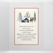 冬のアライグマと木のクリスマスフォト数々のー 三つ折りクリスマスカード (内部中)