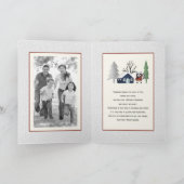 冬のアライグマと木クリスマスの写真を折り畳んだ シーズンカード (内部)